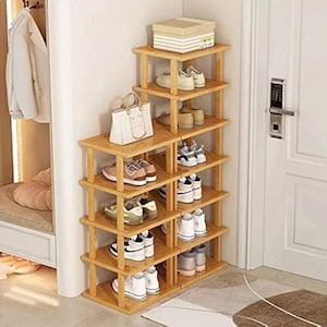 12 Tier Handmade Bamboo Shoe Rack| boot rack| Pure Bamboo |High quality shoe storage| Stackable DIY shelf |Entryway handmade Shoe Rack
