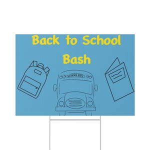 Gazonbord Back to School bash | Decoratie voor schoolfeest, bewegwijzering feest, werfmarkering, decoratie evenement, welkomstbord