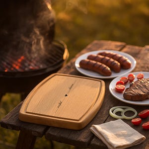 Personalized BBQ Cutting Board: Engraved Names, Rustic Kitchen Decor