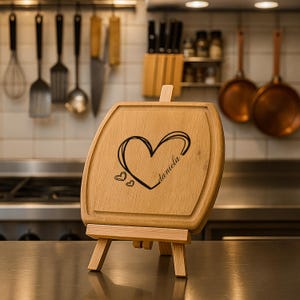 Personalized Heart Cutting Board: Engraved Solid Wood Charcuterie Tray