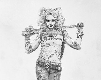 Make Em Laugh Mistah J Print Of Harley Quinn Drawing Etsy