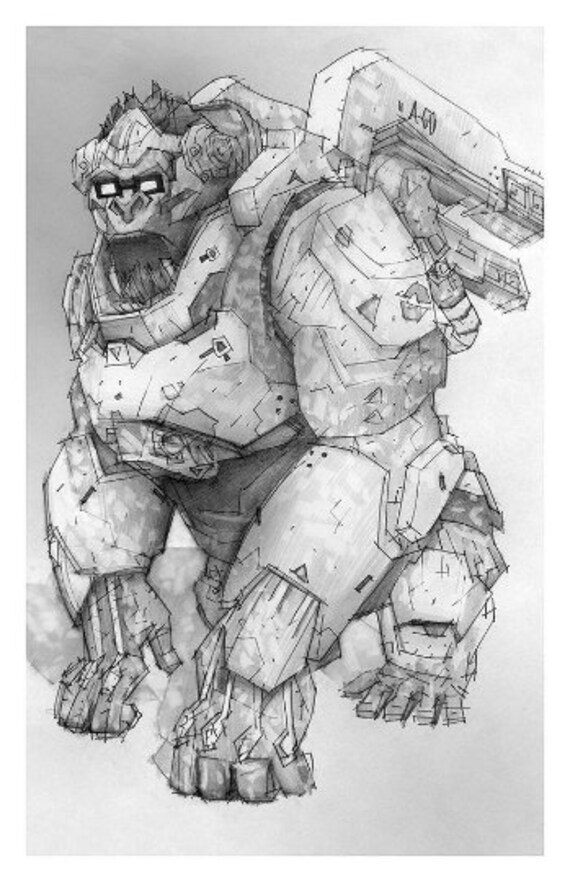 Overwatch Tank Character Prints From Drawings Etsy 日本