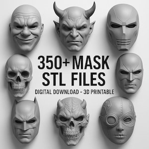 Massive 3D Printable Mask STL Collection | 350+ Digital Files for Cosplay, Props, and Decor | Instant Download - Update in Progress
