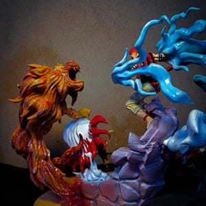 Demon Slayer Rengoku vs Akaza Figure | Kimetsu no Yaiba Anime Statue | Handmade Battle Scene Collectible | Gift for Anime Fans