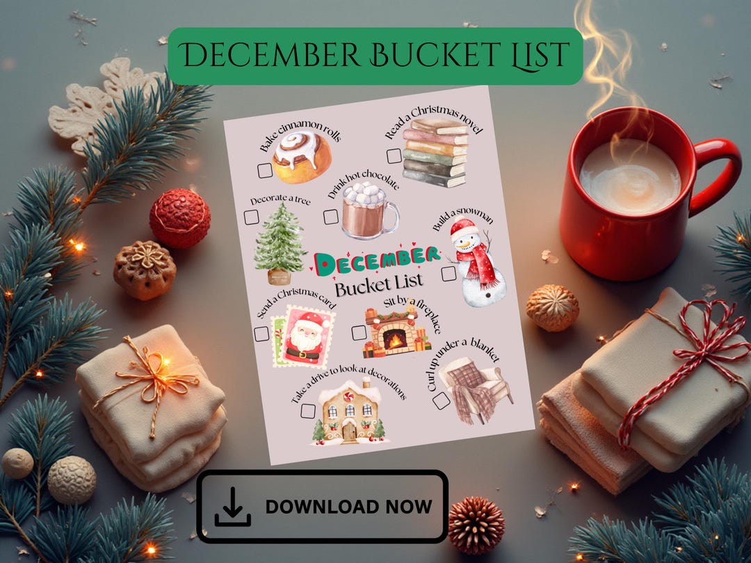 December Bucket List (with Checkboxes) - Etsy
