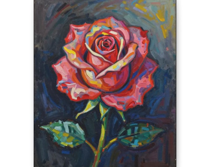 Colorful Rose Painting Matte Canvas