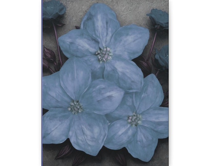 Blue Clematis Floral Canvas | Matte Stretched Wall Art