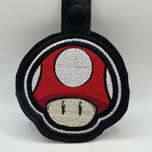 Power-Up Mushroom Bag Tag | Retro Gamer Zipper Pull | Geeky Mushroom Keychain | Gamer Backpack Accessory | Mario-Inspired Gift