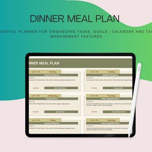 Digital Meal Planner Google Sheets Template: Recipe Journal & Menu