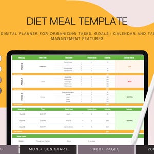 Weight Loss & Fitness Tracker: Google Sheets Meal Planner (Digital Download)