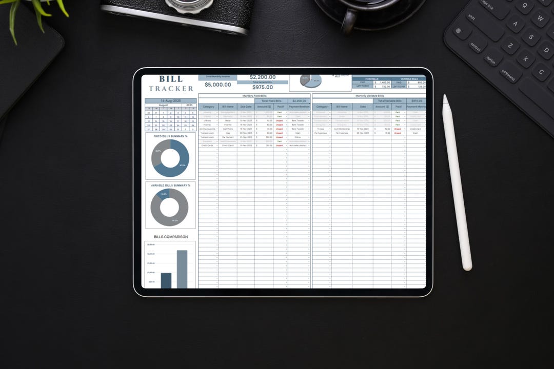 Digital Bill Tracker Spreadsheet: Google Sheets Budget Planner (digital ...
