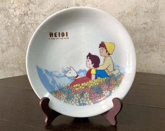 1990年代のヴィンテージ「アルプスの少女ハイジ」陶板皿 – 日本製