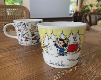 Snoopy Christmas Mugs Snowy Christmas and Comic Skiing Scenes  — 2019 PEANUTS x KFC Japan