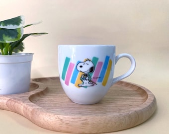 Vintage 1998 Snoopy Ceramic Mug — Pastel 90s Graffiti Edition