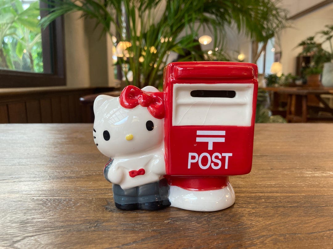 Coin Post Box Kawaii Hello Kitty Postbox Coin Bank | Vintage Sanrio 2012 - Surface ...