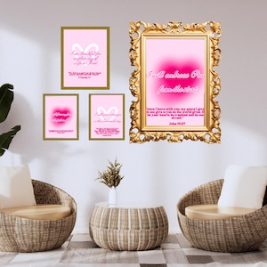 Pink Christian Wall Art Bundle, Bible Verse & Inspirational Quote Prints, Daily Affirmation Posters, Motivational Office Decor, Religious