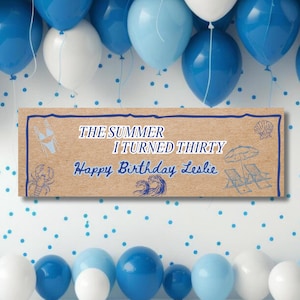 The Summer I Turned Birthday Backdrop & Welcome Sign | Coastal Beach Party Banner | Handpainted Editable Banner | Beach Banner