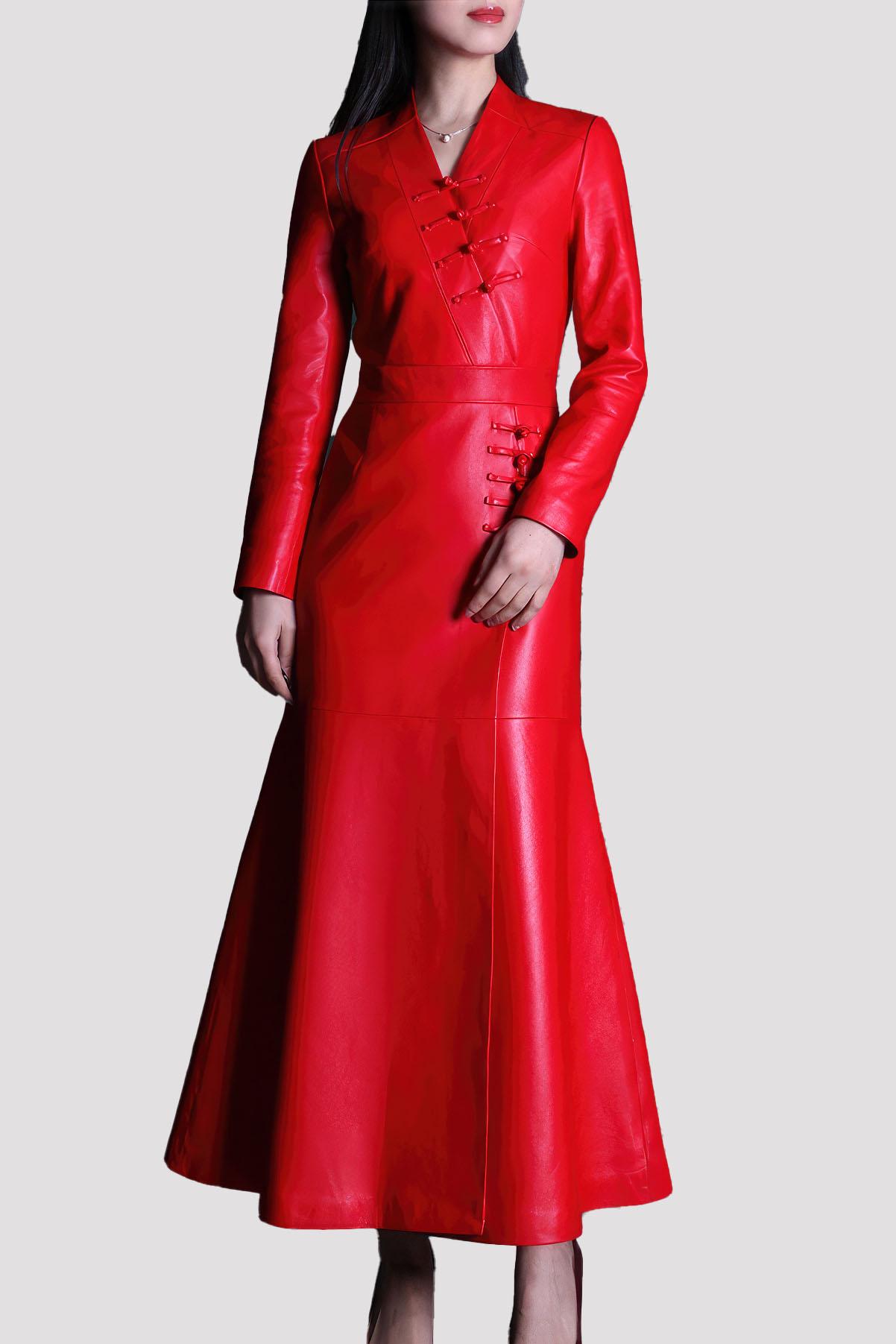 fitted lace wedding dress Handmade Red Wool Coat – Vintage Double Breasted Swing Coat