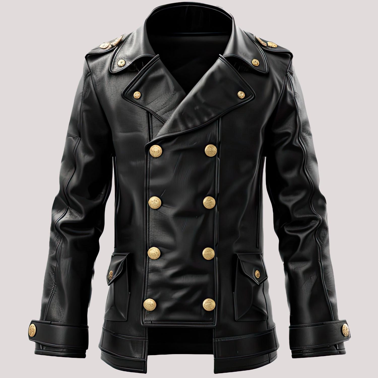 Swedish Double Breasted Leather Jacket 40's] Swedish Vintage