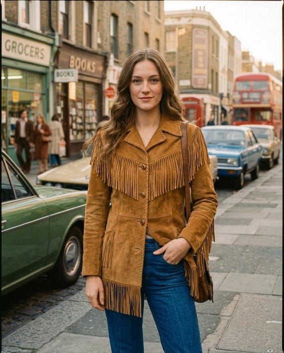 Vintage 70s Fringed Suede Jacket | Women's Retro Boho Jacket | Genuine Suede Western Style Coat | Handmade Real Leather Outerwear