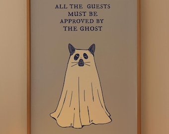Funny Ghost Cat Sign: Halloween Wall Art for Cat Lovers (Digital Download)