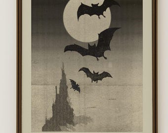Halloween Bat Print: Vintage Gothic Castlecore Gravure Art (Printable wall art)
