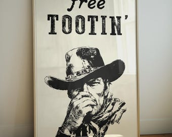 Western Bathroom Decor: Cowboy Toilet Art Print