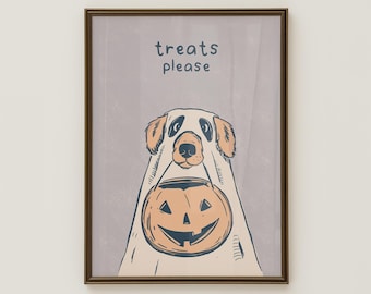 Halloween Dog Print: Golden Retriever Jack O' Lantern - Spooky Fall Decor (Digital Download