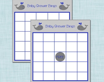 INSTANT DOWNLOAD Whale and Nautical Themed BINGO Baby Shower Game