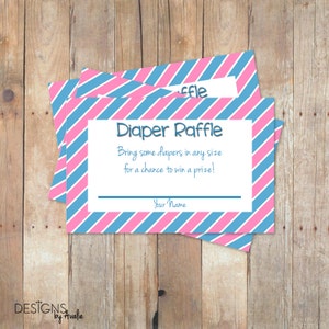 INSTANT DOWNLOAD Pink and Blue Diaper Raffle Ticket Baby Shower Game for Boy/Girl Twins