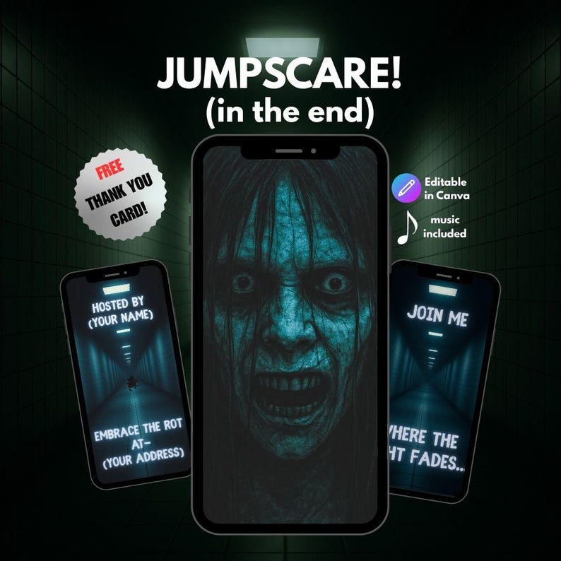 Editable Jump Scare Halloween Video Invite • Easy Canva Template ...