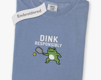Besticktes Pickleball Shirt, Comfort Colors® Lustiges Frosch-T-Shirt