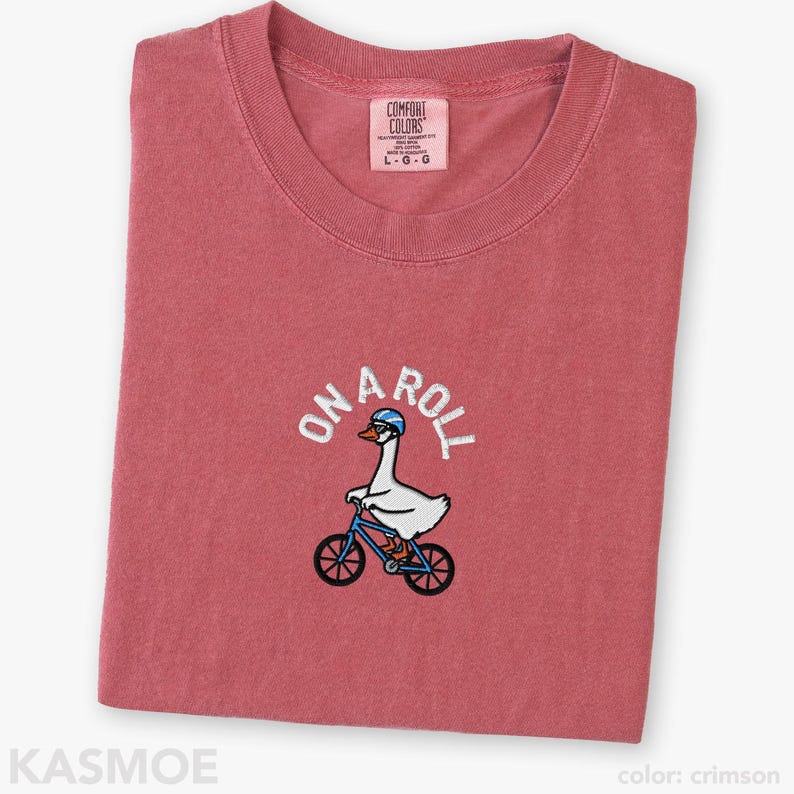 Embroidered Cycling Shirt, Comfort Colors® Funny Biking Bike Rider Tee Crimson