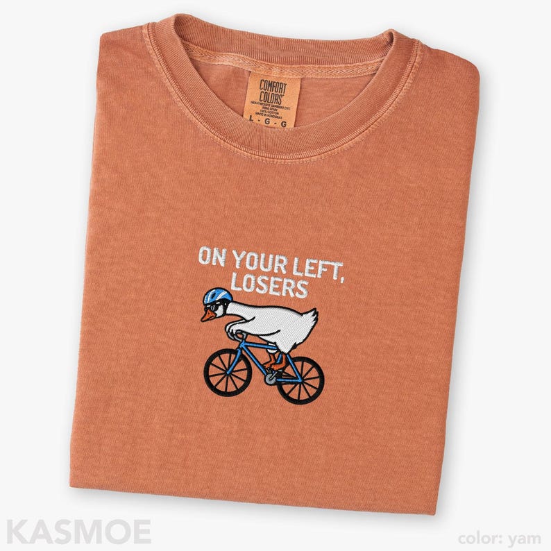 Chemise de cyclisme brodée, t-shirt pour perdants Comfort Colors® Funny Biking Bike Rider sur le côté gauche Yam