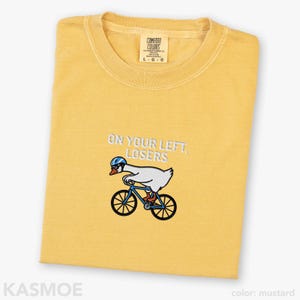 Chemise de cyclisme brodée, t-shirt pour perdants Comfort Colors® Funny Biking Bike Rider sur le côté gauche Mustard
