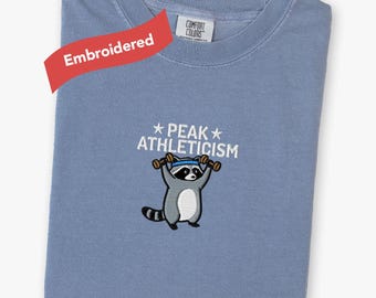 刺繍入りおもしろジムシャツ、Comfort Colors® フィットネス愛好家向けウェイトリフティングTシャツ
