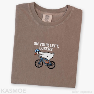 Chemise de cyclisme brodée, t-shirt pour perdants Comfort Colors® Funny Biking Bike Rider sur le côté gauche Espresso