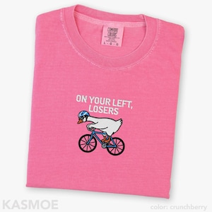 Chemise de cyclisme brodée, t-shirt pour perdants Comfort Colors® Funny Biking Bike Rider sur le côté gauche Crunchberry