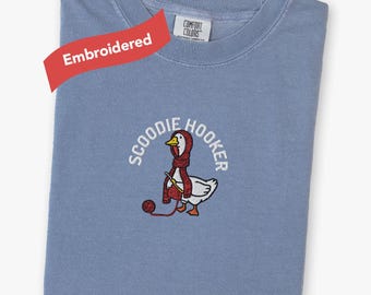 Maglietta all'uncinetto divertente ricamata, maglietta all'uncinetto Silly Goose di Comfort Colors®