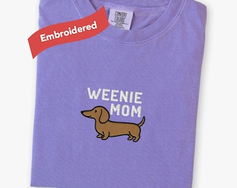 Embroidered Dachshund Mom Shirt, Comfort Colors® Weenie Dog Tee