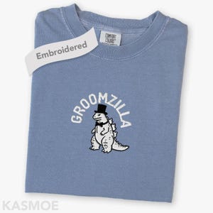 Haftowana, zabawna koszulka dla pana młodego, Comfort Colors® Kawaler, przyszły mąż, Groomzilla, weselna koszulka
