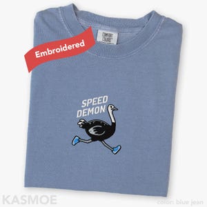 Embroidered Runner Shirt, Comfort Colors® Funny Running Fitness Lover Gift Speed Demon T-Shirt