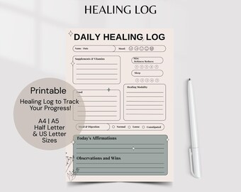 Eczema and Allergy Daily Healing Log - Printable Health and Symptom Tracker