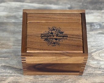Wooden Recipe Box for Kitchen Gift Idea for Wedding Present Box for Cooking Gift Personalized Custom Recipe Box Organizer for Home Chef Gift