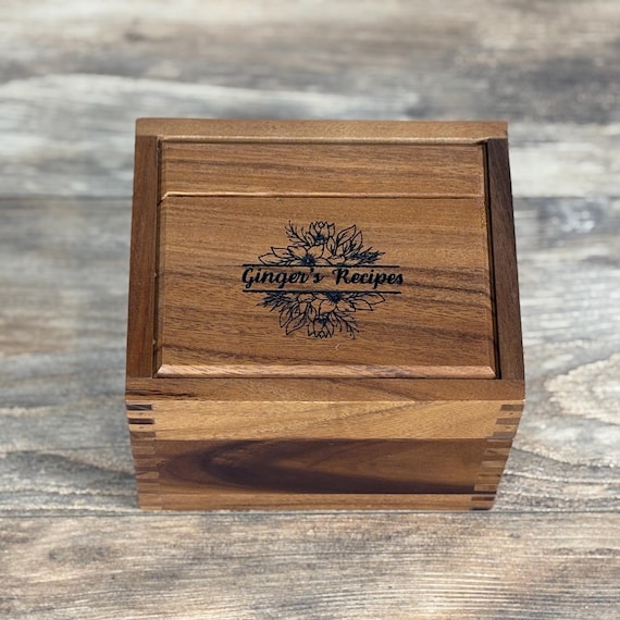 Wooden Recipe Box for Kitchen Gift Idea for Wedding Present Box for Cooking Gift Personalized Custom Recipe Box Organizer for Home Chef Gift
