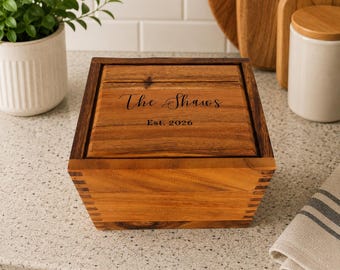 Houten receptendoos voor keuken Cadeau-idee voor bruiloft Cadeaudoos voor koken Cadeau Gepersonaliseerde aangepaste receptendoos organisator voor thuis Chef cadeau