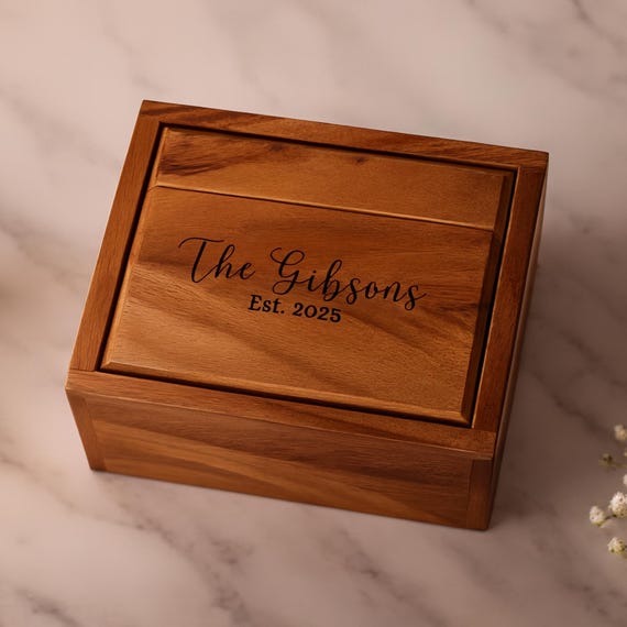 Wooden Recipe Box for Kitchen Gift Idea for Wedding Present Box for Cooking Gift Personalized Custom Recipe Box Organizer for Home Chef Gift