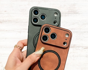 MagSafe Lederhülle für iPhone 17 Pro Max - Magnethülle mit Kameraschutz.