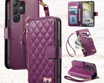 Crossbody Leather Wallet Samsung Galaxy S25 Ultra Case - Card Holder & Straps | Flip Magnetic Cover.