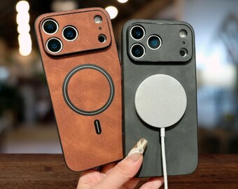 Luxus Leder MagSafe Tasche für iPhone 17 Pro Max | Cover Magnet mit Kameraschutz.